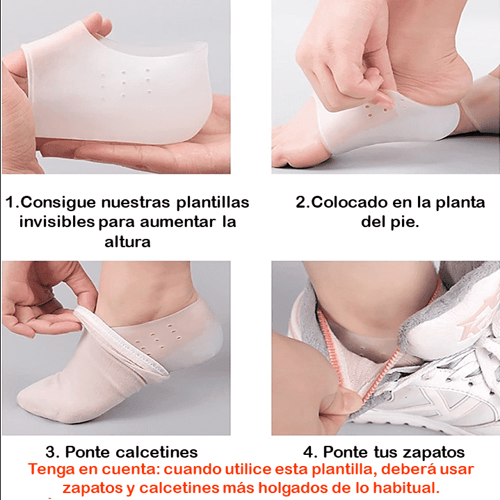 📏PLANTILLA DE ELEVACIÓN INVISIBLE DE SILICONA🦶 RISEFLEX + 2,5 a 5 cm ⭐⭐⭐⭐⭐