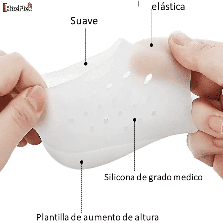 📏PLANTILLA DE ELEVACIÓN INVISIBLE DE SILICONA🦶 RISEFLEX + 2,5 a 5 cm ⭐⭐⭐⭐⭐