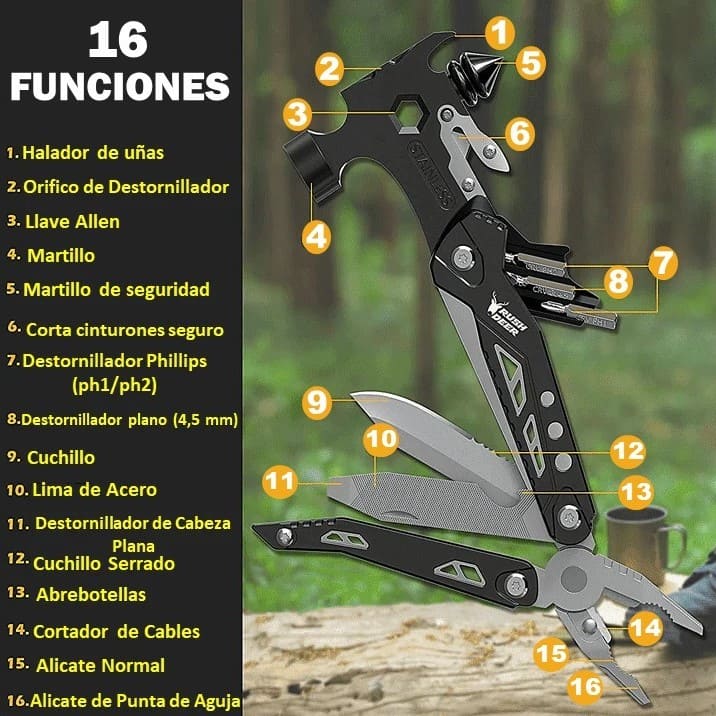 🔧⚙️MARTILLO MULTIHERRAMIENTA 16 EN 1 / PRODUCTO IMPORTADO🇺🇸 35%OFF